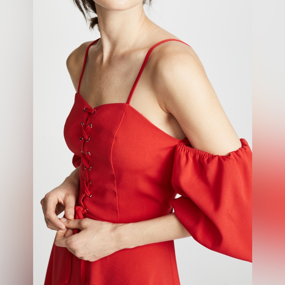 J.O.A. Red Sundress with Cold Shoulder
